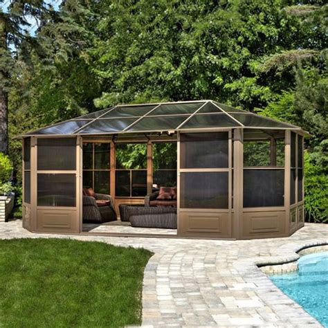 metal roofed gazebos screen house|backyard screened gazebos.